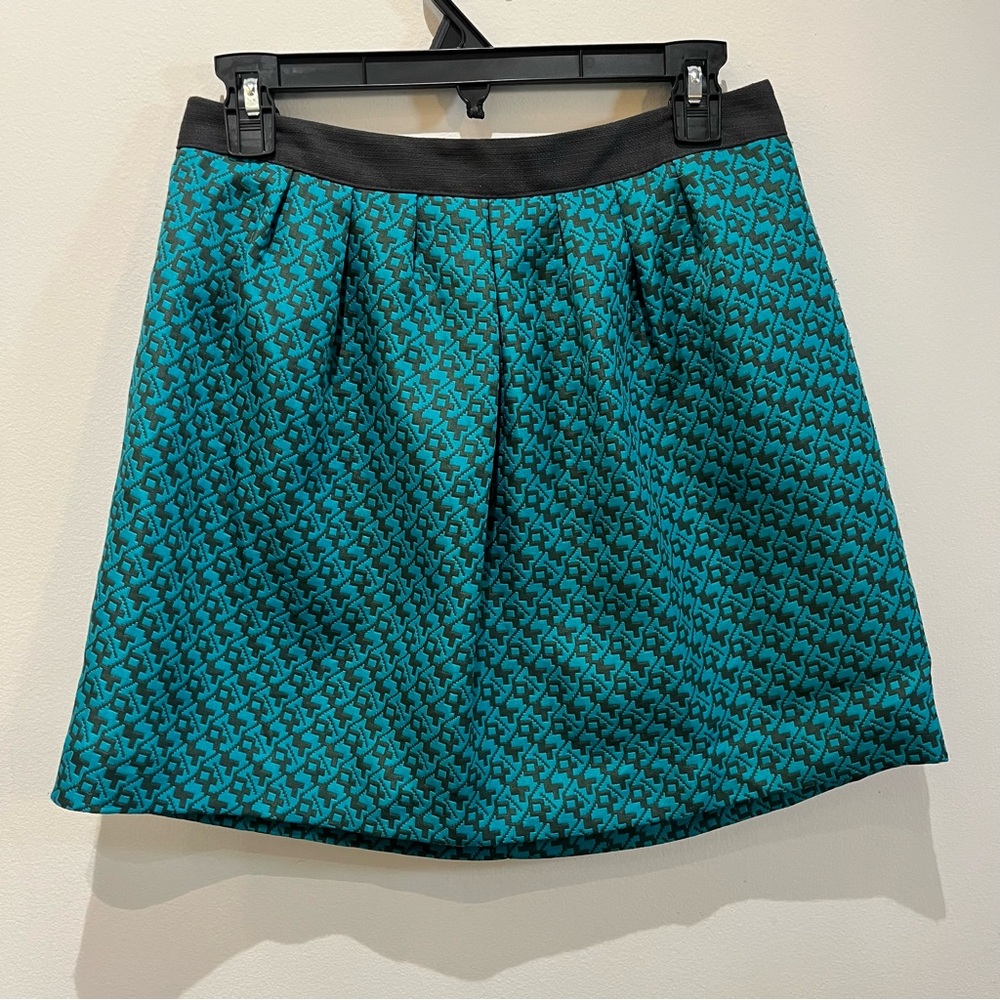 Mossimo | Elegant Teal & Black lined, Patterned Women's Mini Skirt | XS